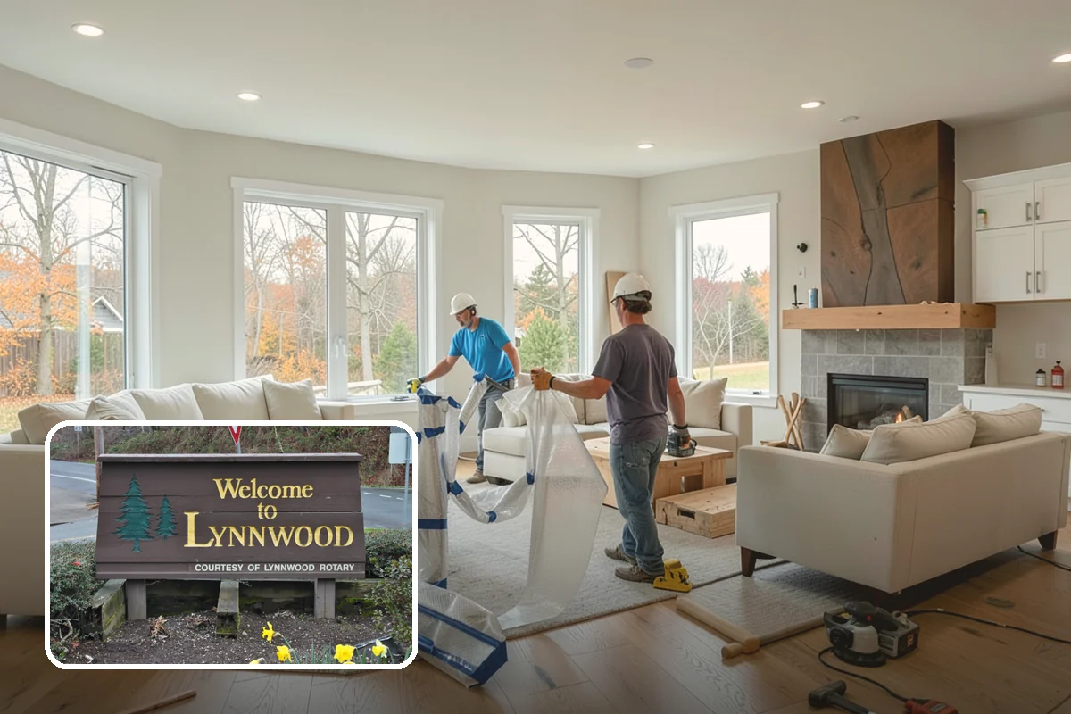 Fireplace Surround in Lynnwood, Snohomish County, WA - Frames the fireplace as a focal point