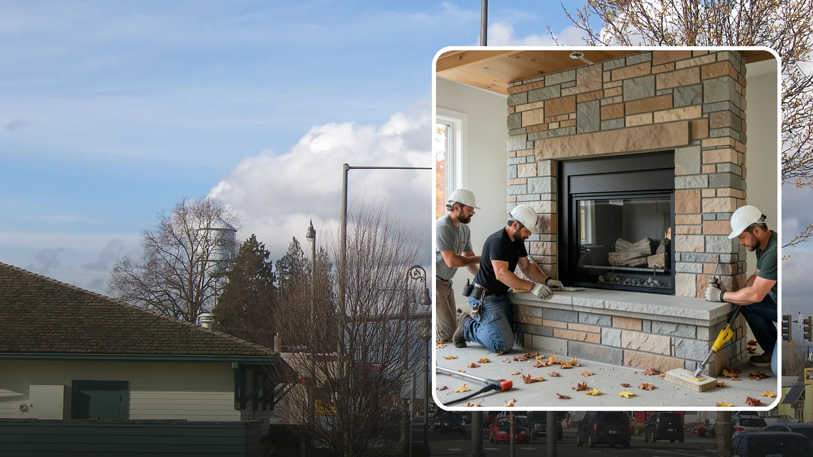Fireplace Surround in Marysville, Snohomish County, WA - Building a custom fireplace surround that frames the hearth as a room's centerpiece.