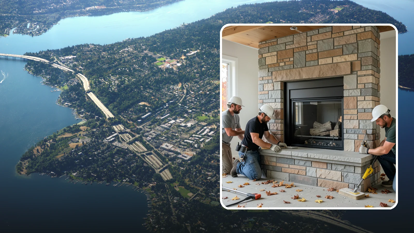 Fireplace Surround in Mercer Island, King County, WA - Building a custom fireplace surround that frames the hearth as a room's centerpiece.