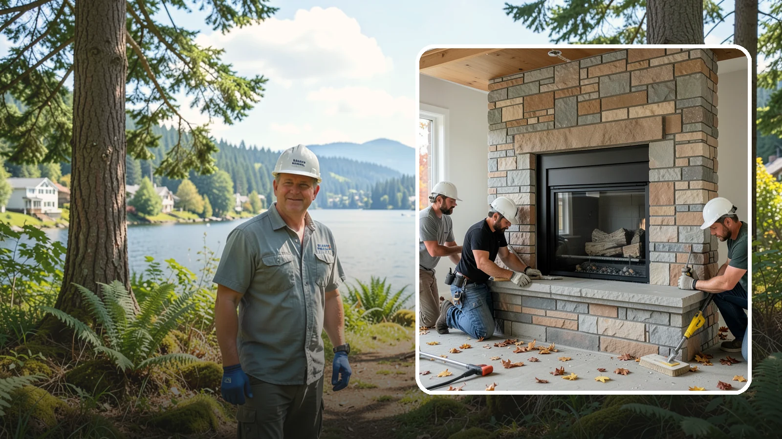 Fireplace Surround in Milton, King County, WA - Building a custom fireplace surround that frames the hearth as a room's centerpiece.
