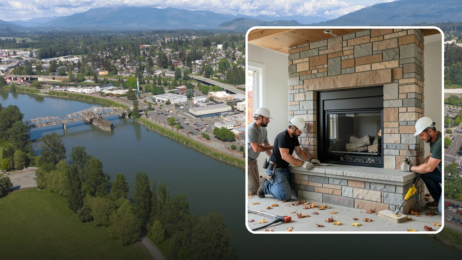 Fireplace Surround in Mount Vernon, Skagit County, WA - Building a custom fireplace surround that frames the hearth as a room's centerpiece.