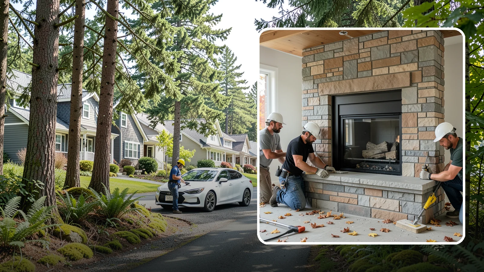 Fireplace Surround in Normandy Park, King County, WA - Building a custom fireplace surround that frames the hearth as a room's centerpiece.