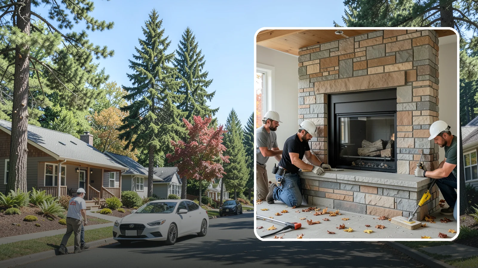 Fireplace Surround in Orting, Pierce County, WA - Building a custom fireplace surround that frames the hearth as a room's centerpiece.