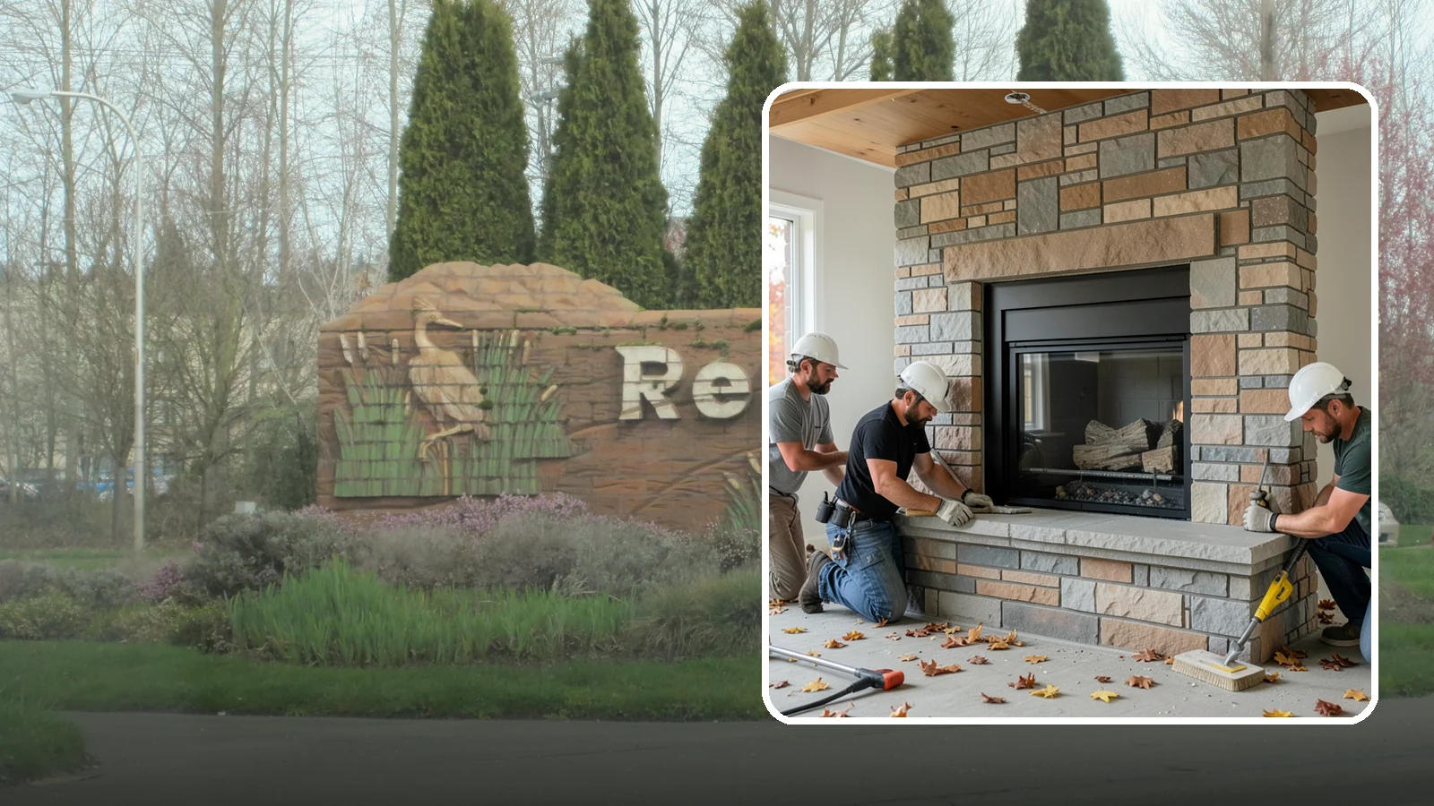 Fireplace Surround in Renton, King County, WA - Building a custom fireplace surround that frames the hearth as a room's centerpiece.