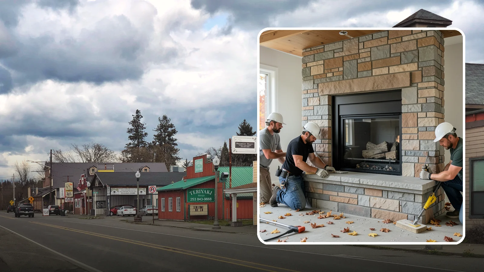 Fireplace Surround in Roy, Pierce County, WA - Building a custom fireplace surround that frames the hearth as a room's centerpiece.