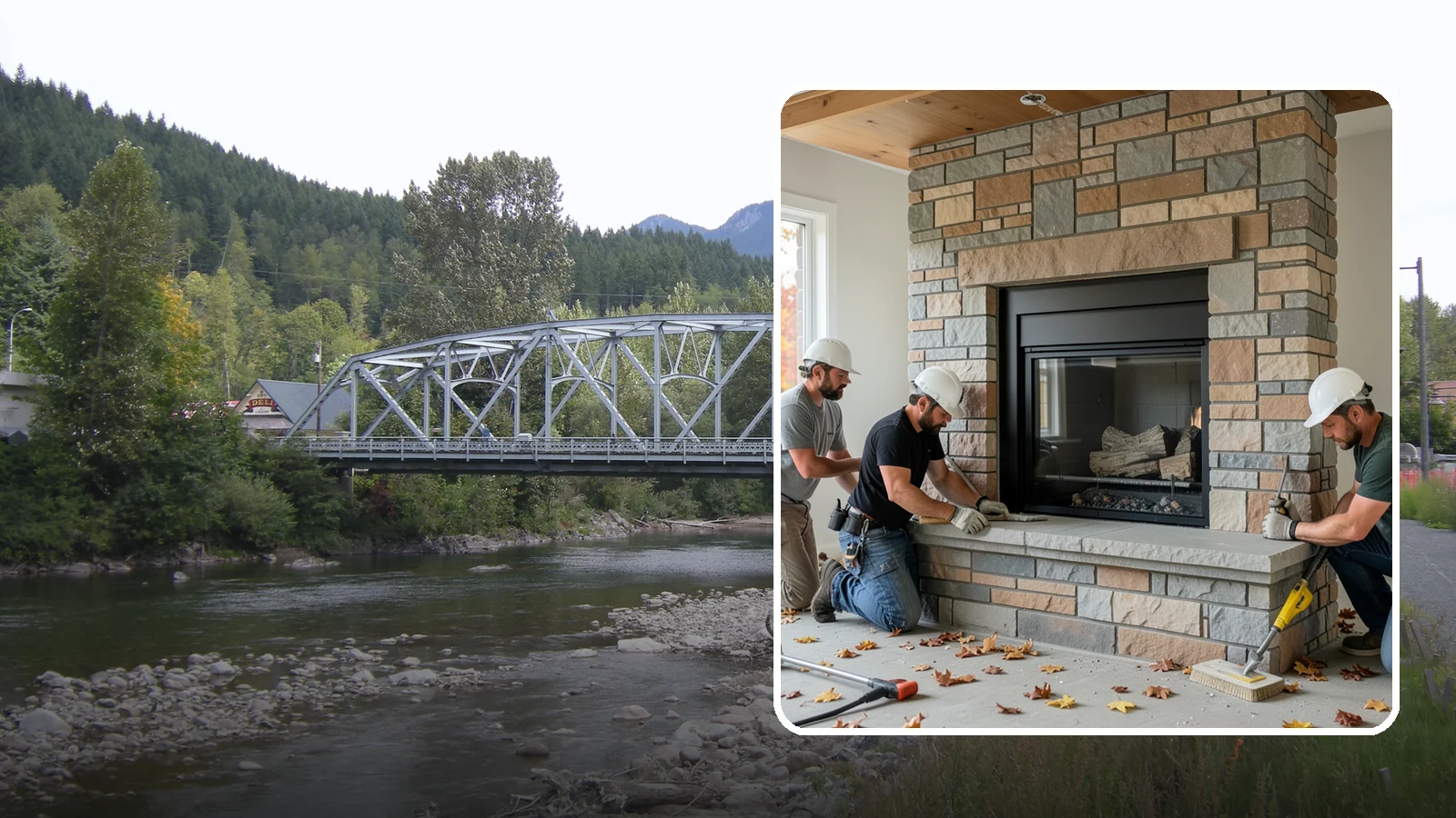 Fireplace Surround in Skykomish, King County, WA - Building a custom fireplace surround that frames the hearth as a room's centerpiece.