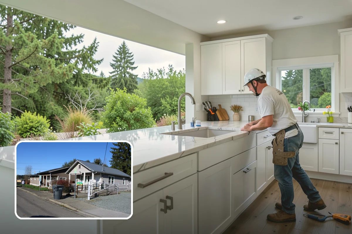 Fireplace Surround in South Prairie, Pierce County, WA - Frames the fireplace as a focal point