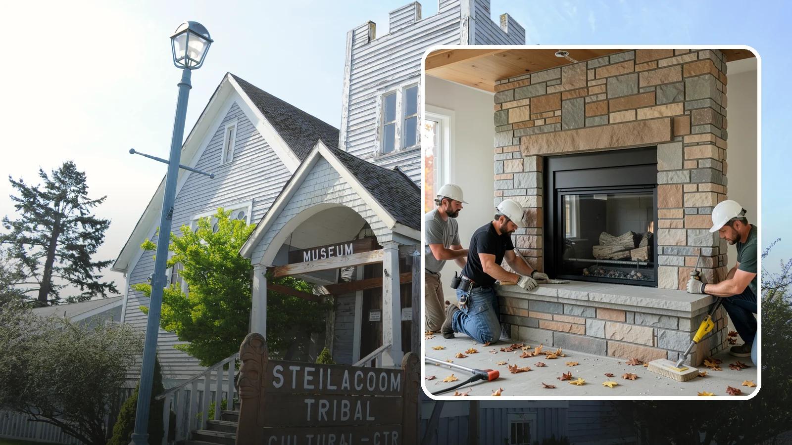 Fireplace Surround in Steilacoom, Pierce County, WA - Building a custom fireplace surround that frames the hearth as a room's centerpiece.