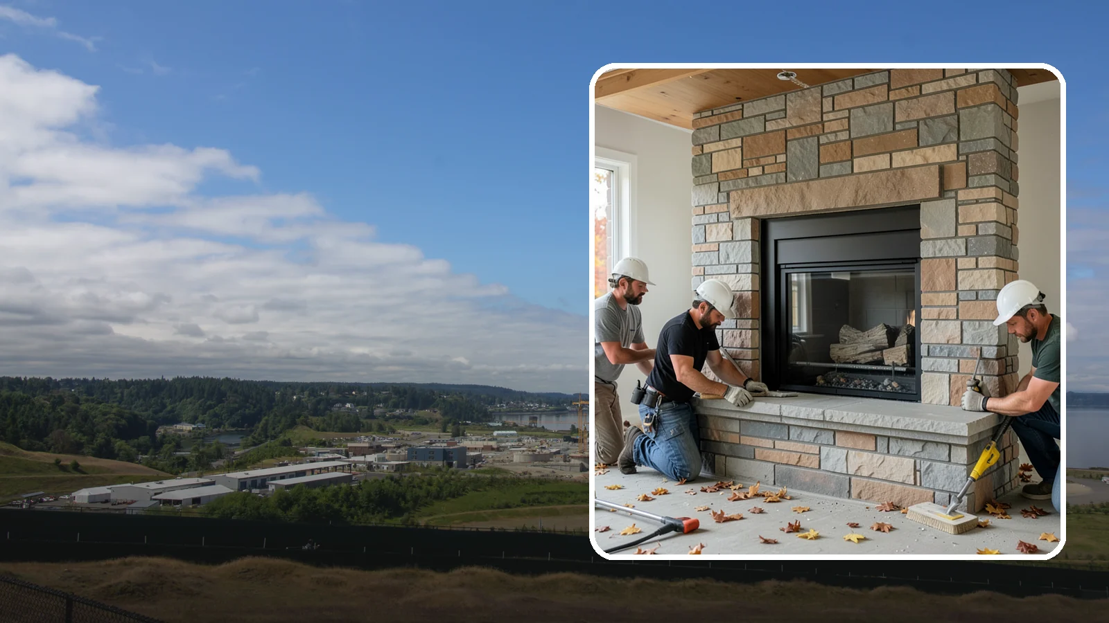 Fireplace Surround in University Place, Pierce County, WA - Building a custom fireplace surround that frames the hearth as a room's centerpiece.