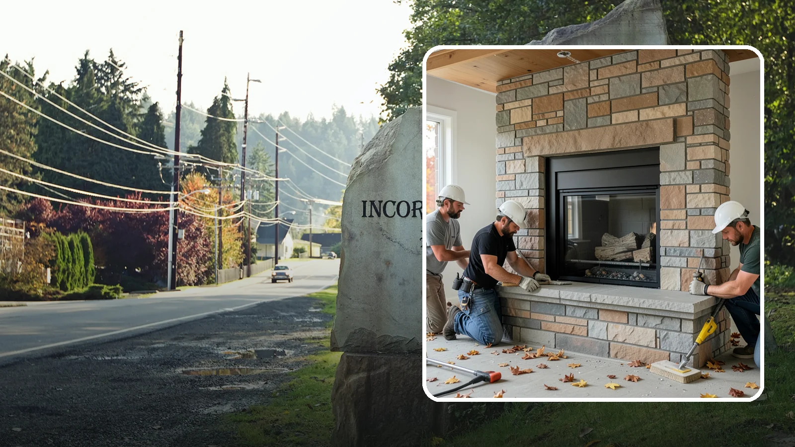 Fireplace Surround in Wilkeson, Pierce County, WA - Building a custom fireplace surround that frames the hearth as a room's centerpiece.