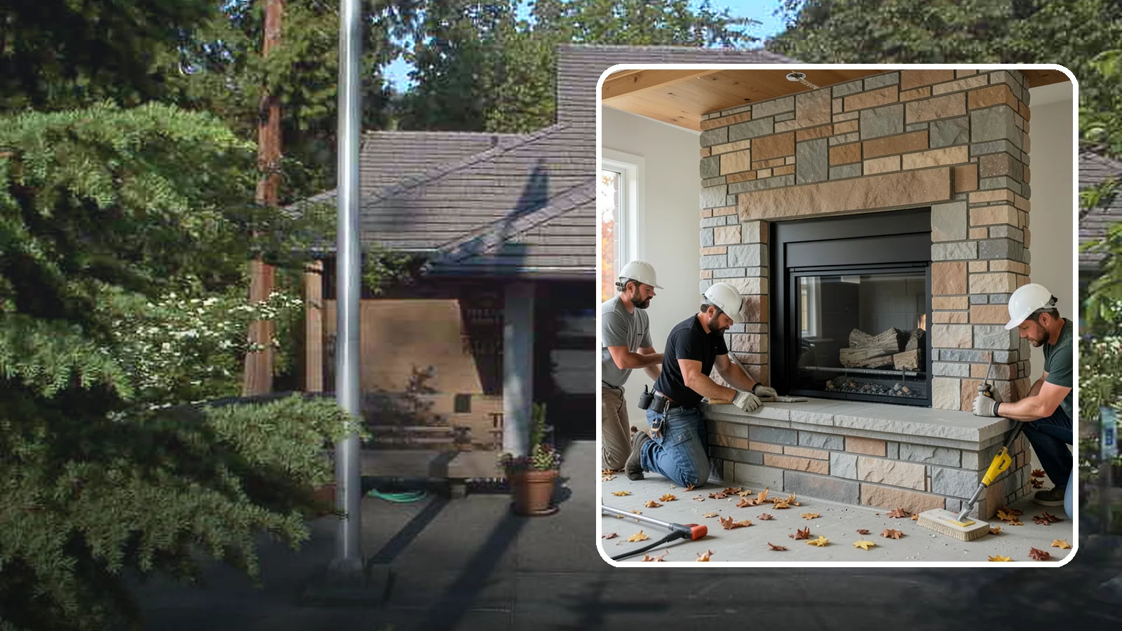 Fireplace Surround in Yarrow Point, King County, WA - Building a custom fireplace surround that frames the hearth as a room's centerpiece.