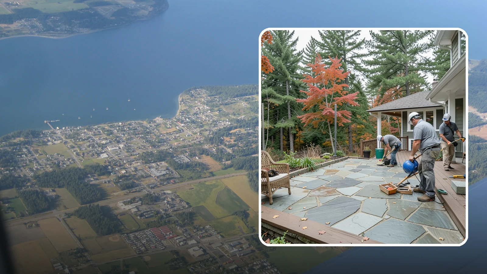 Flagstone Patio Installation in Coupeville, Island County, WA - Flagstone patio installation that brings natural stone beauty and organic texture to your yard.