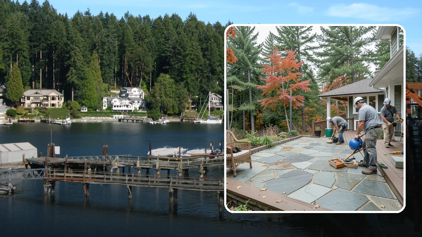 Flagstone Patio Installation in Gig Harbor, Pierce County, WA - Flagstone patio installation that brings natural stone beauty and organic texture to your yard.