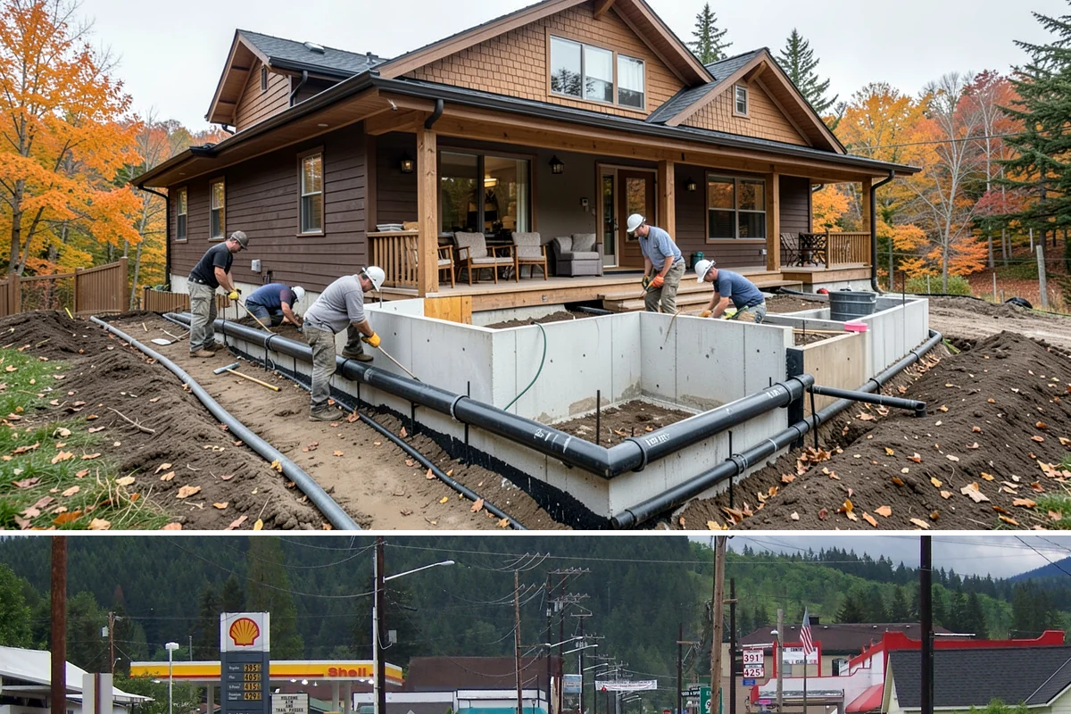 Flagstone Patio Installation in Granite Falls, Snohomish County, WA - Dry summer weather is ideal for setting stone and curing any mortar joints properly.