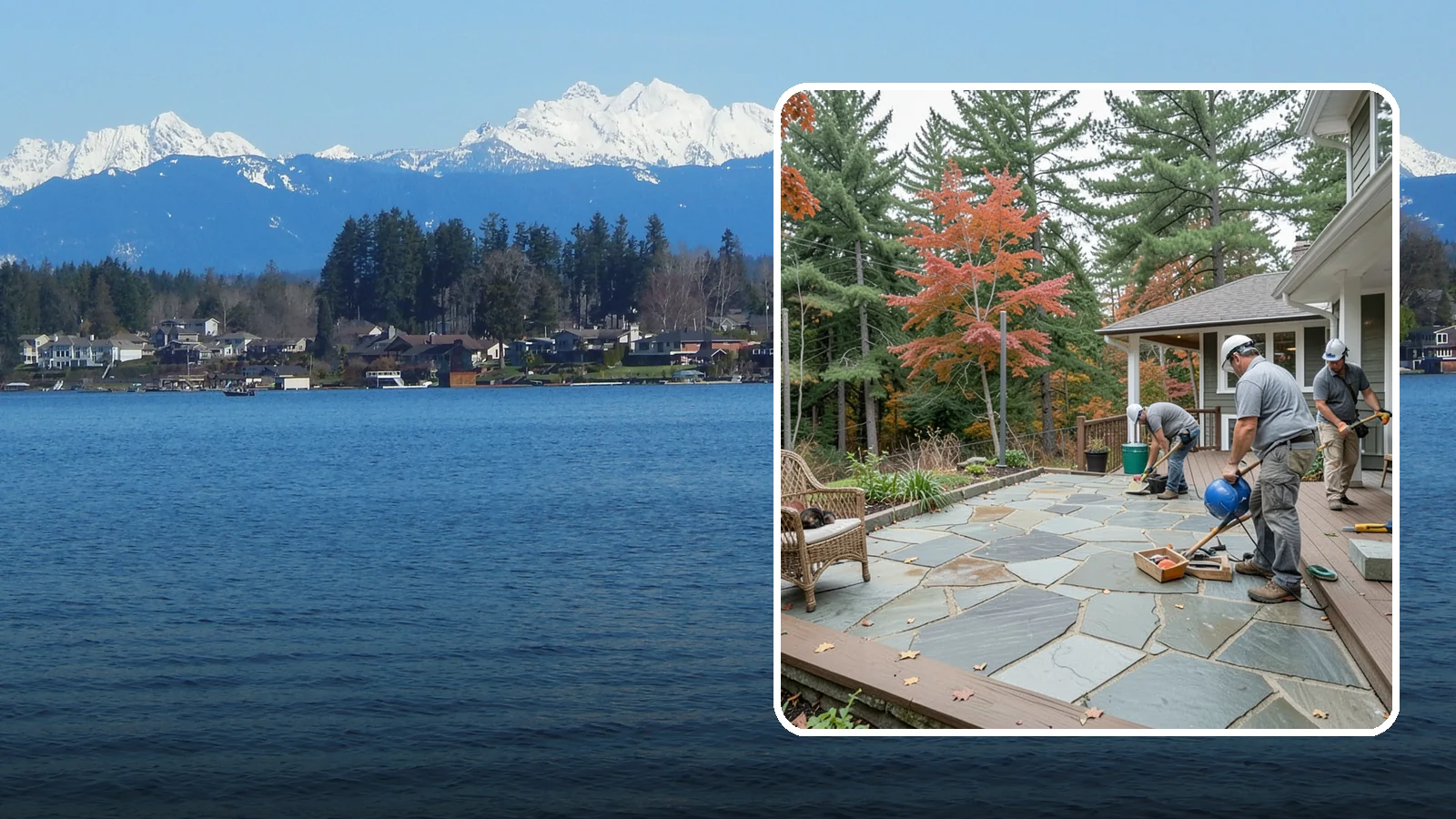 Flagstone Patio Installation in Lake Stevens, Snohomish County, WA - Flagstone patio installation that brings natural stone beauty and organic texture to your yard.