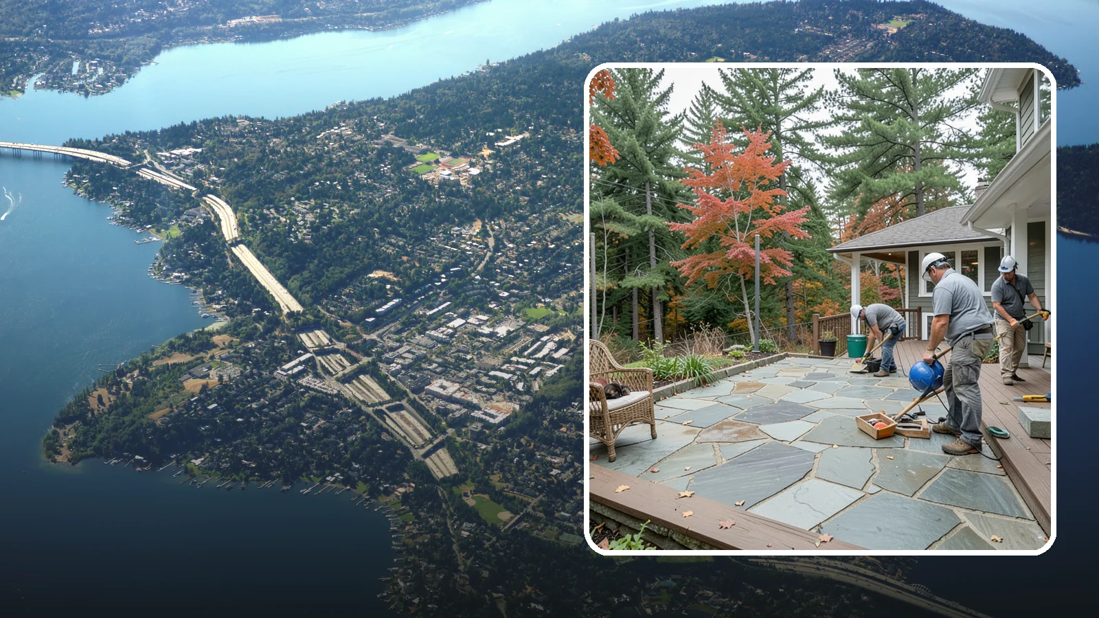 Flagstone Patio Installation in Mercer Island, King County, WA - Flagstone patio installation that brings natural stone beauty and organic texture to your yard.