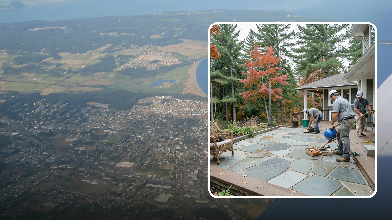Flagstone Patio Installation in Oak Harbor, Island County, WA - Flagstone patio installation that brings natural stone beauty and organic texture to your yard.