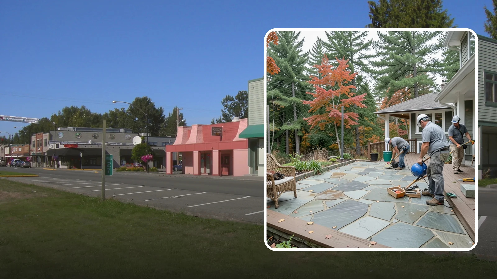 Flagstone Patio Installation in Snoqualmie, King County, WA - Flagstone patio installation that brings natural stone beauty and organic texture to your yard.