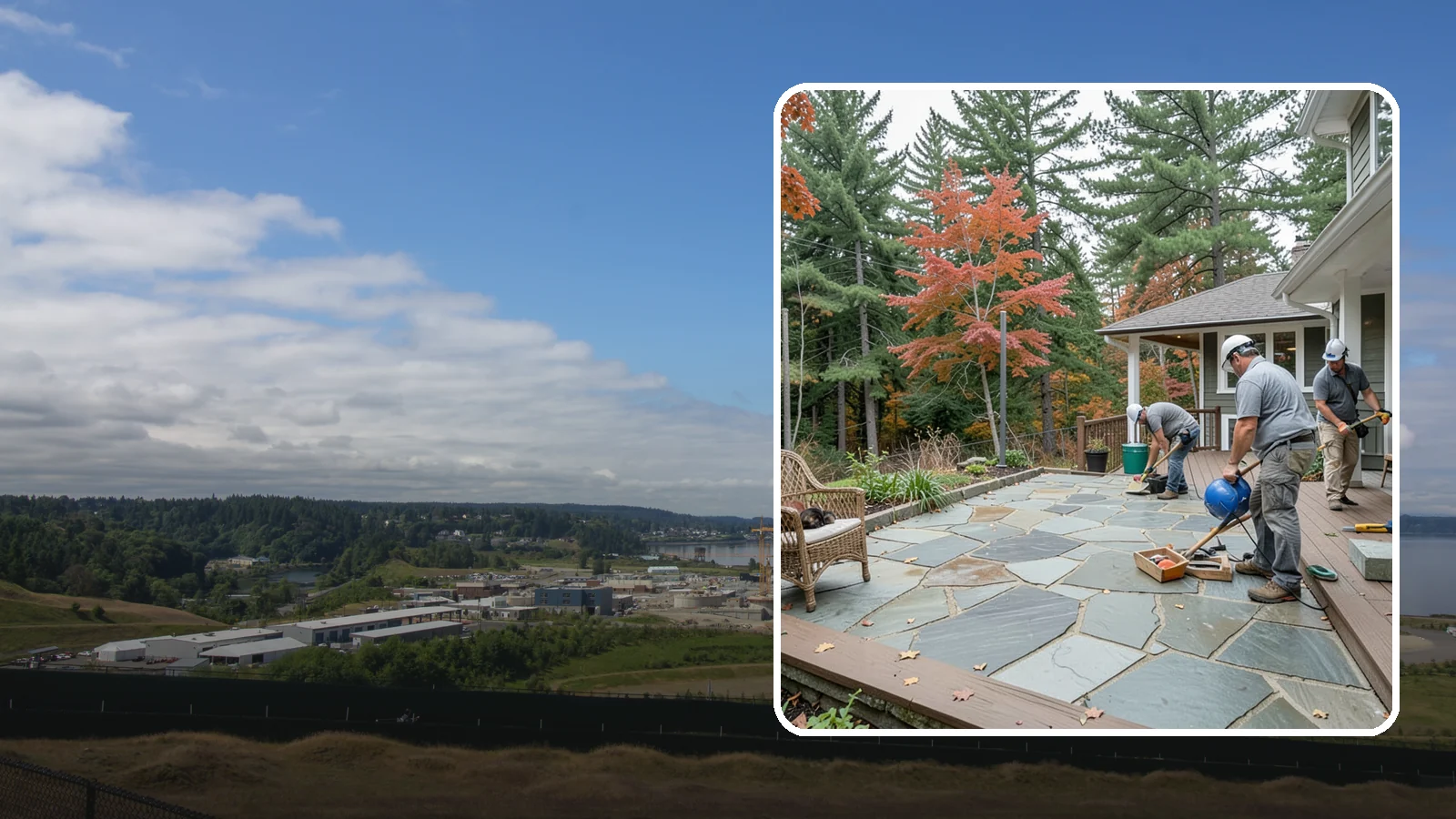 Flagstone Patio Installation in University Place, Pierce County, WA - Flagstone patio installation that brings natural stone beauty and organic texture to your yard.