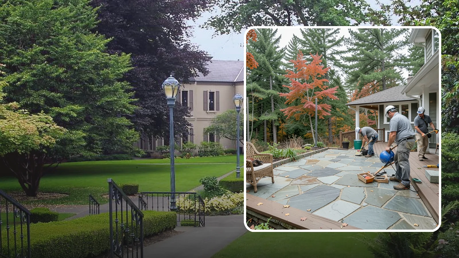 Flagstone Patio Installation in Woodinville, King County, WA - Flagstone patio installation that brings natural stone beauty and organic texture to your yard.