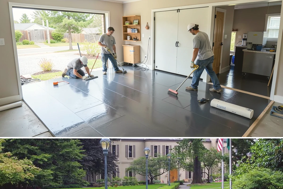 Flagstone Patio Installation in Woodinville, King County, WA - Dry summer weather is ideal for setting stone and curing any mortar joints properly.