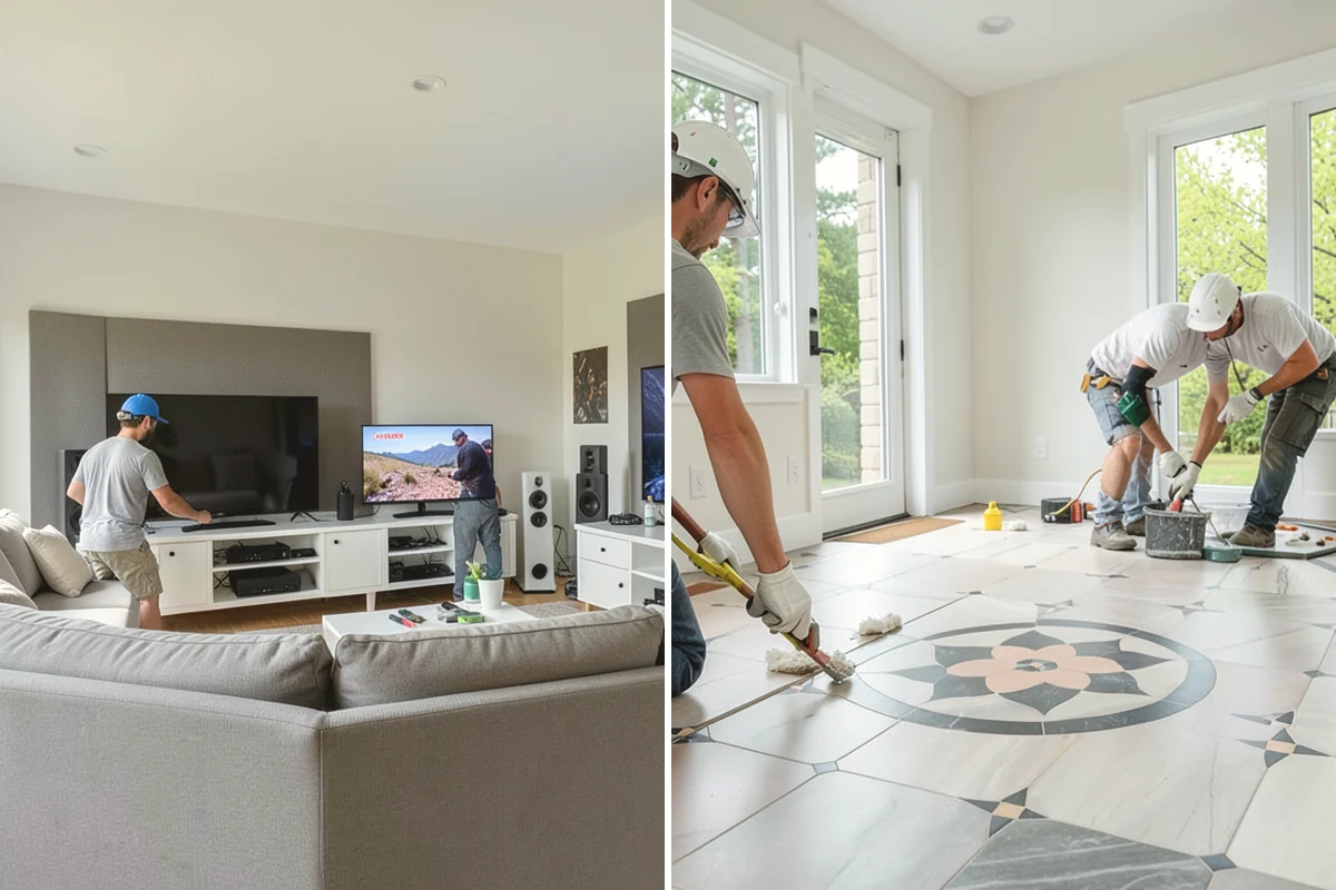 Flat-Panel Cabinet Installation in Burlington, Skagit County, WA - Verify layout and establish level lines
