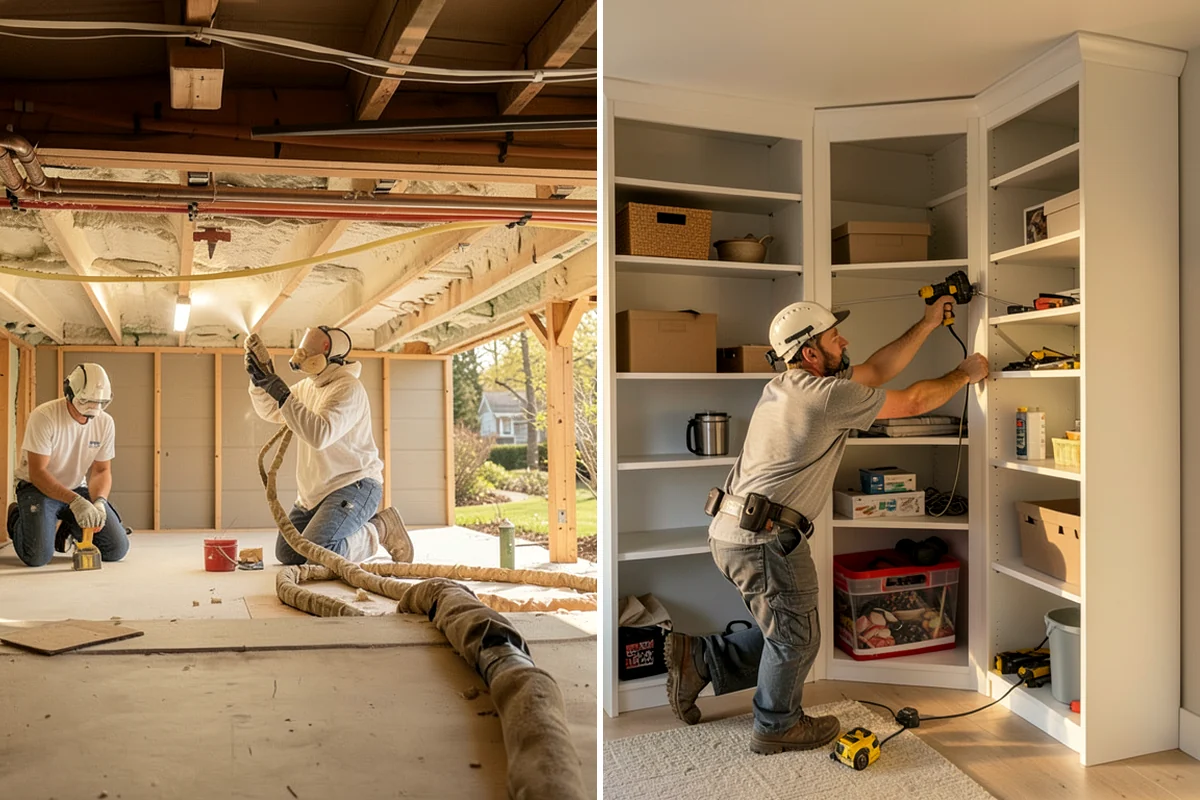 Flat-Panel Cabinet Installation in Concrete, Skagit County, WA - Verify layout and establish level lines