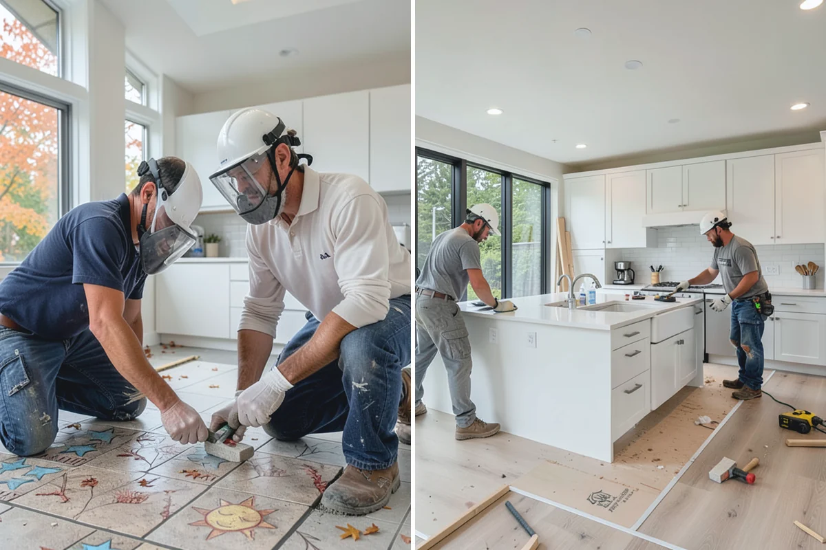 Flat-Panel Cabinet Installation in Renton, King County, WA - Verify layout and establish level lines