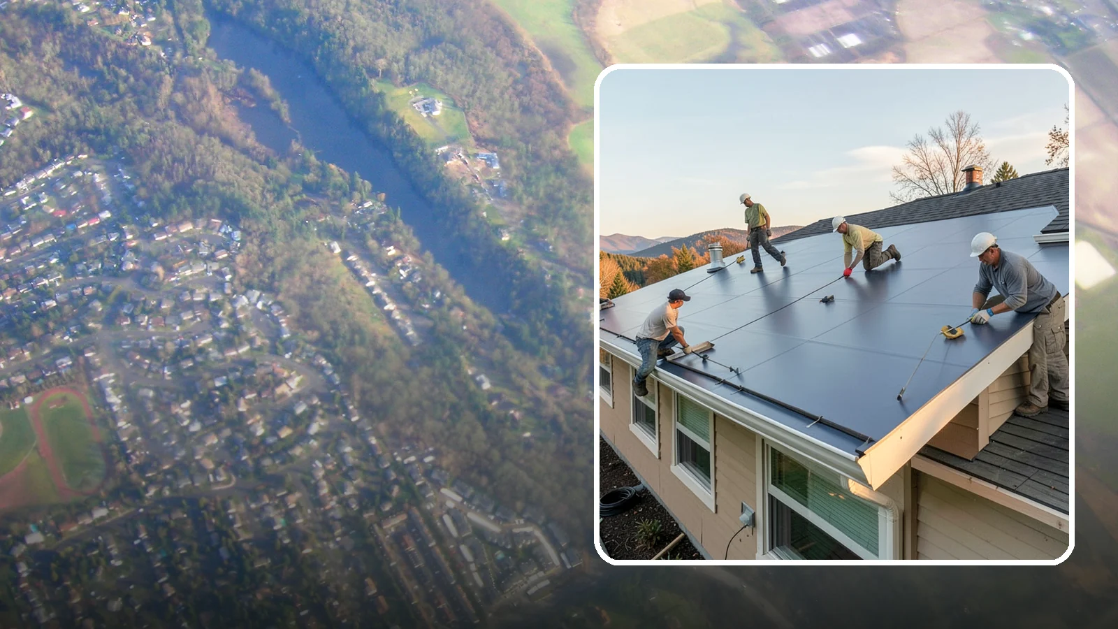 Flat Roof Installation in Algona, King County, WA - A watertight flat roof system installed with proper slope and membrane sealing for reliable drainage.