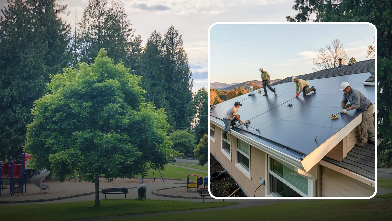 Flat Roof Installation in Bonney Lake, Pierce County, WA - A watertight flat roof system installed with proper slope and membrane sealing for reliable drainage.