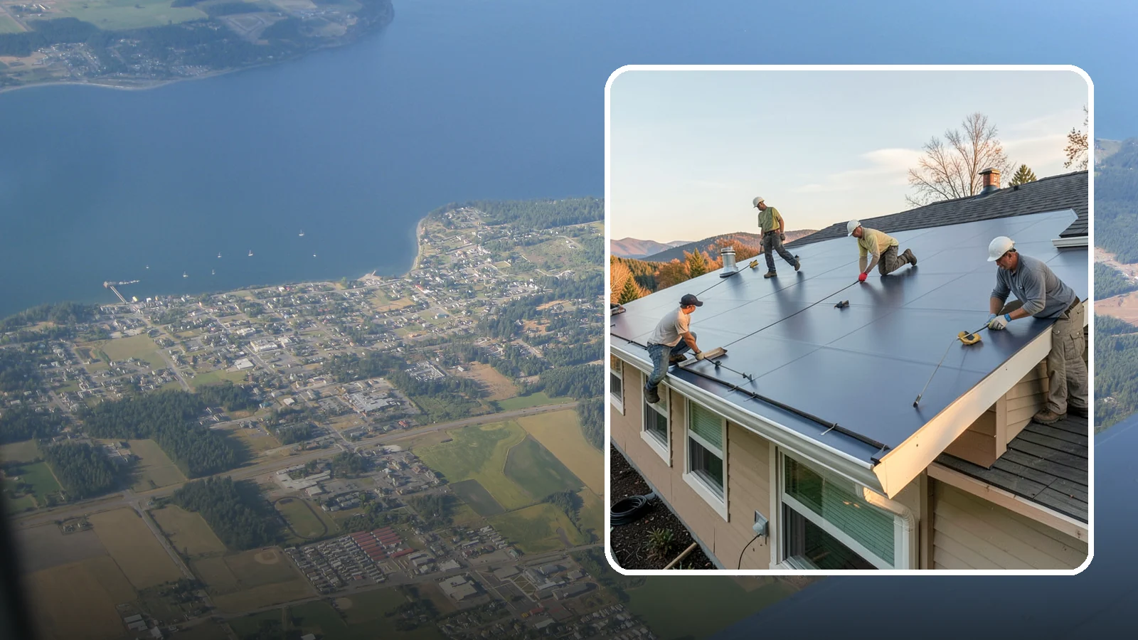 Flat Roof Installation in Coupeville, Island County, WA - A watertight flat roof system installed with proper slope and membrane sealing for reliable drainage.
