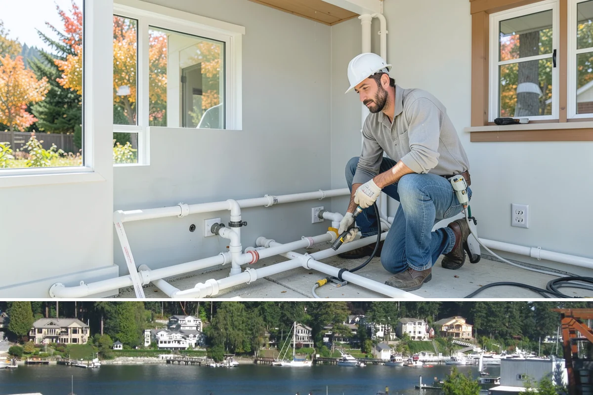 Flat Roof Installation in Gig Harbor, Pierce County, WA - Dry, mild summer conditions are ideal for membrane adhesion and welded seams.