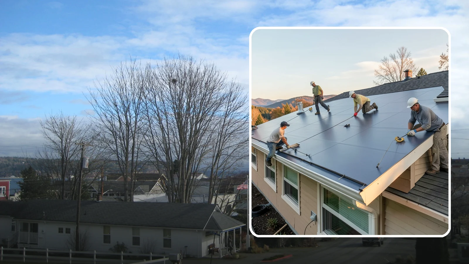 Flat Roof Installation in Langley, Island County, WA - A watertight flat roof system installed with proper slope and membrane sealing for reliable drainage.