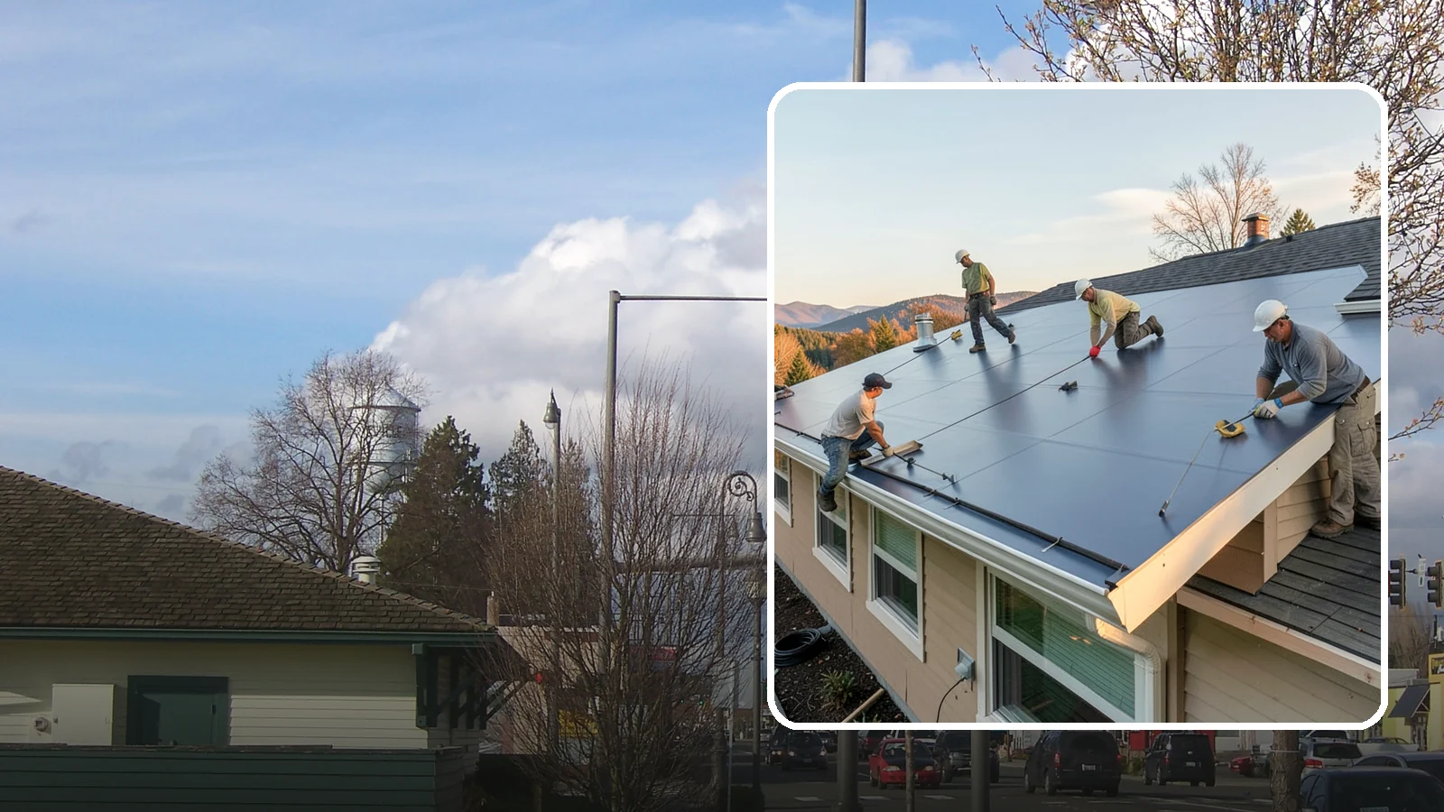 Flat Roof Installation in Marysville, Snohomish County, WA - A watertight flat roof system installed with proper slope and membrane sealing for reliable drainage.