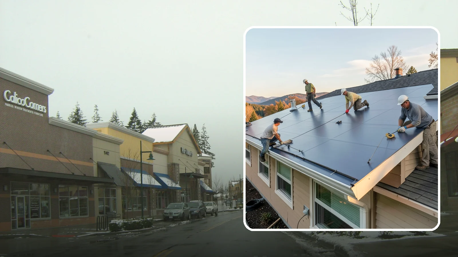 Flat Roof Installation in Mill Creek, Snohomish County, WA - A watertight flat roof system installed with proper slope and membrane sealing for reliable drainage.