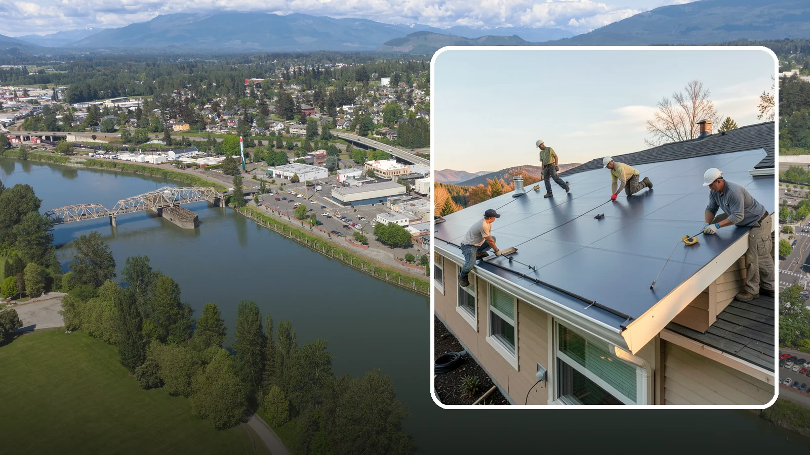 Flat Roof Installation in Mount Vernon, Skagit County, WA - A watertight flat roof system installed with proper slope and membrane sealing for reliable drainage.