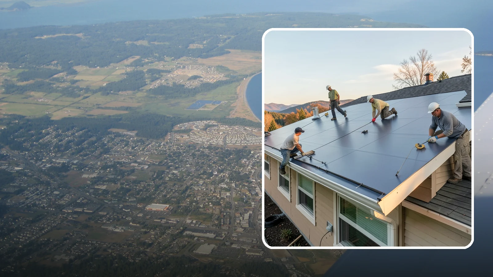 Flat Roof Installation in Oak Harbor, Island County, WA - A watertight flat roof system installed with proper slope and membrane sealing for reliable drainage.