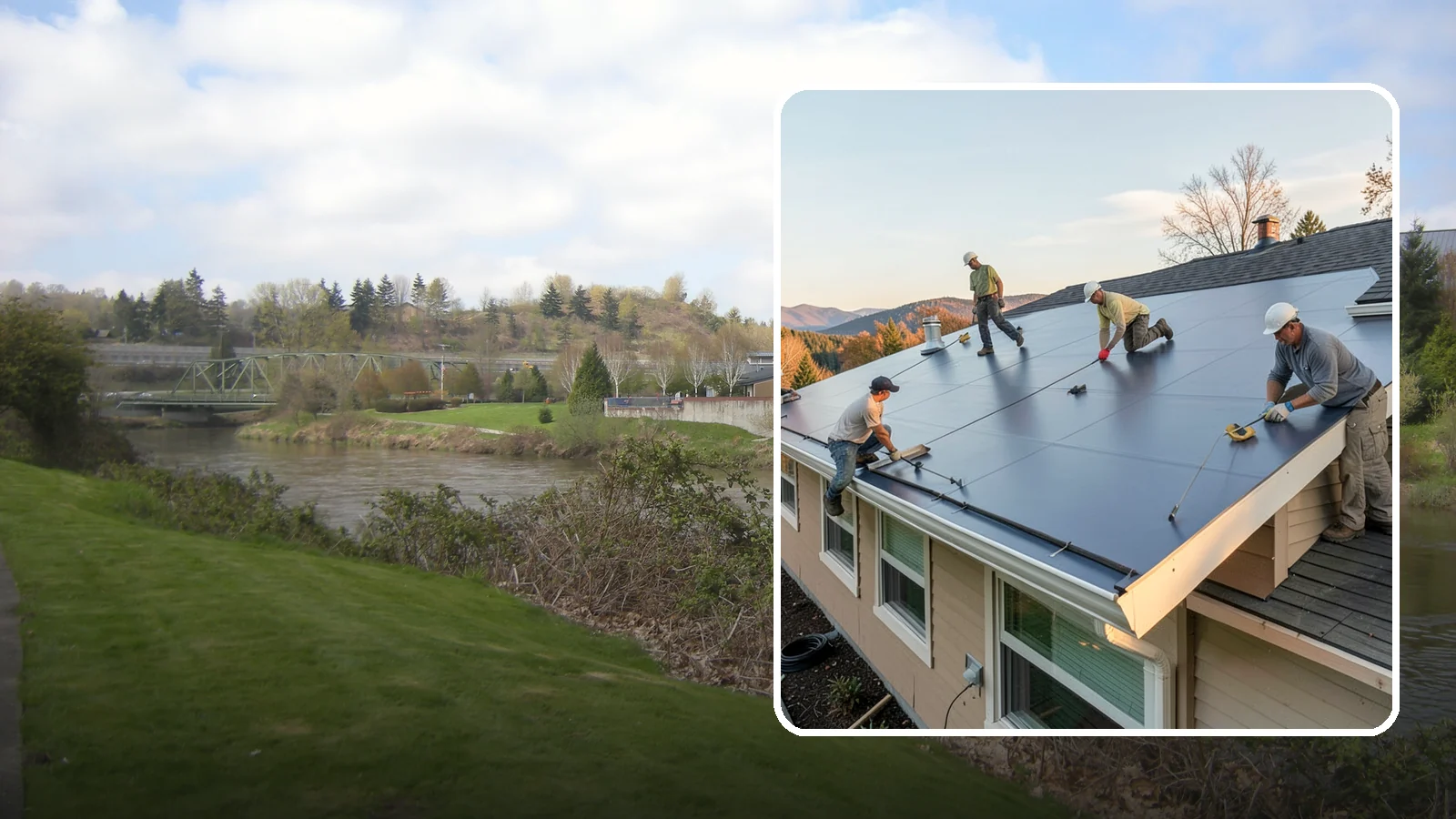 Flat Roof Installation in Tukwila, King County, WA - A watertight flat roof system installed with proper slope and membrane sealing for reliable drainage.