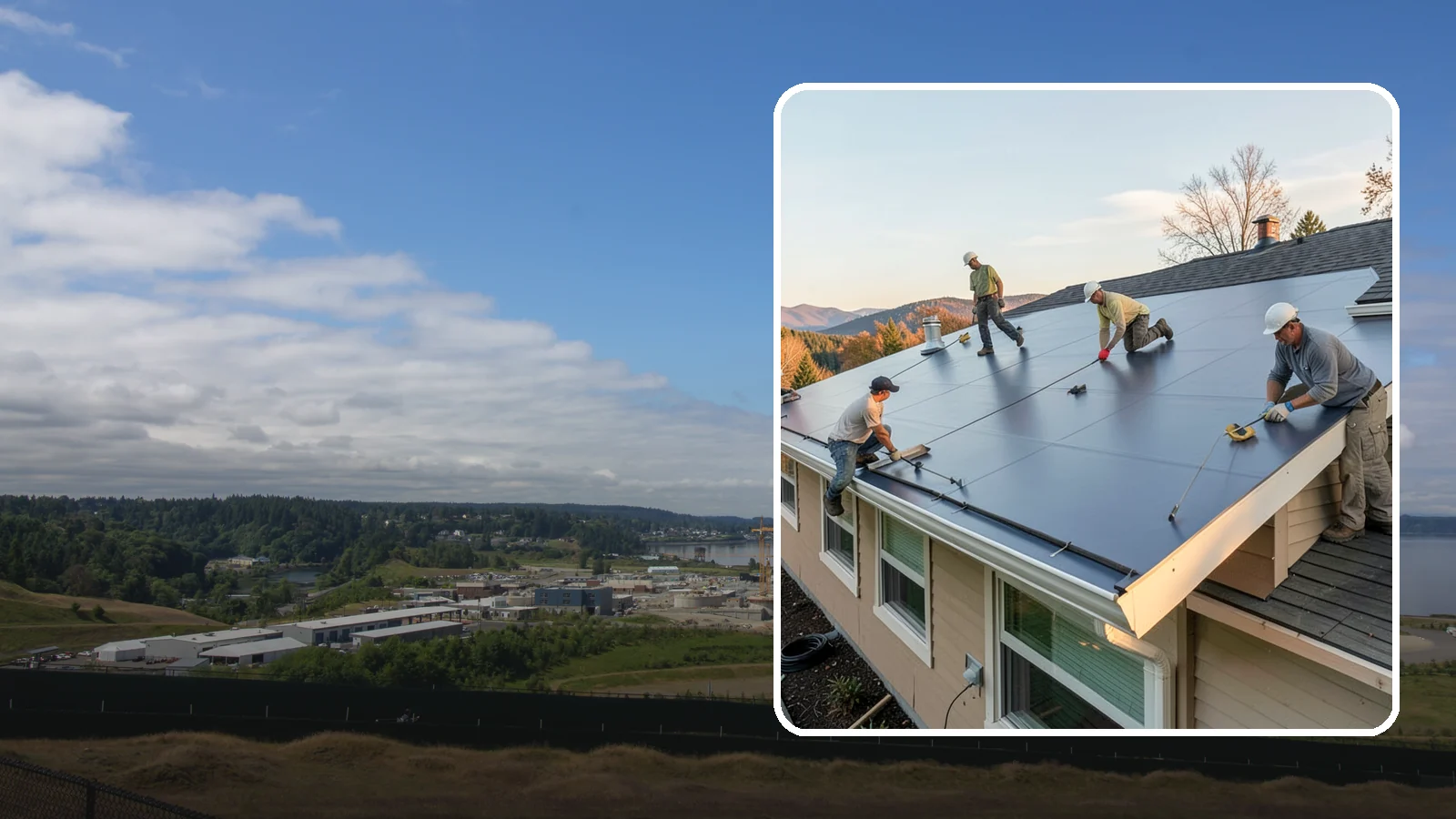 Flat Roof Installation in University Place, Pierce County, WA - A watertight flat roof system installed with proper slope and membrane sealing for reliable drainage.
