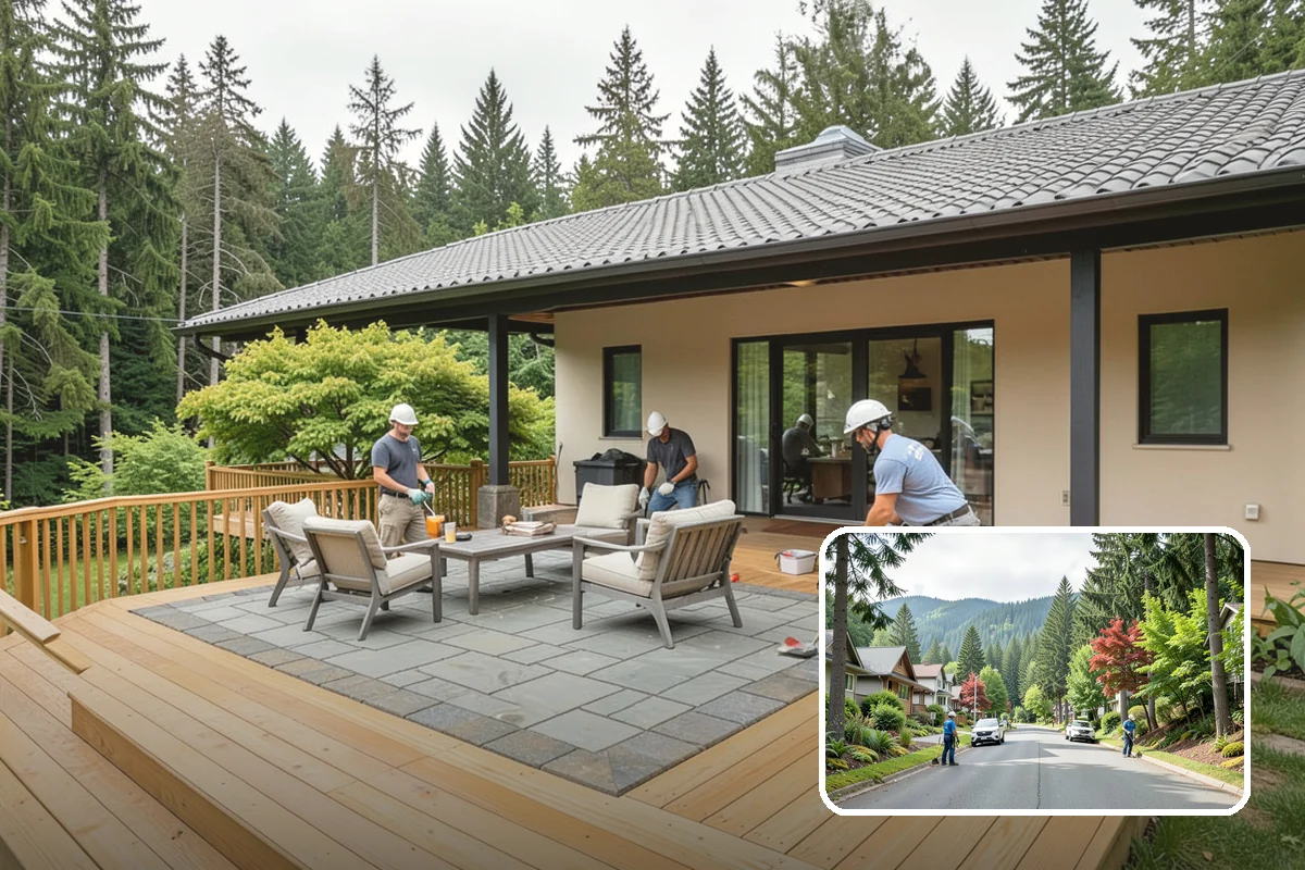 Floating Deck Construction in Darrington, Snohomish County, WA - No ledger attachment means no house flashing risk