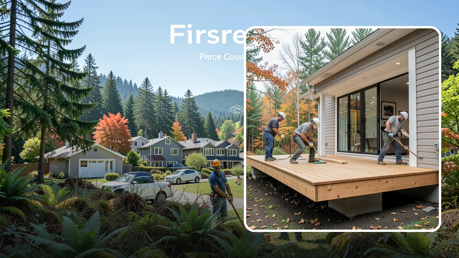 Floating Deck Construction in Fircrest, Pierce County, WA - Floating deck construction that adds a freestanding, ground-level platform without attaching to your home.