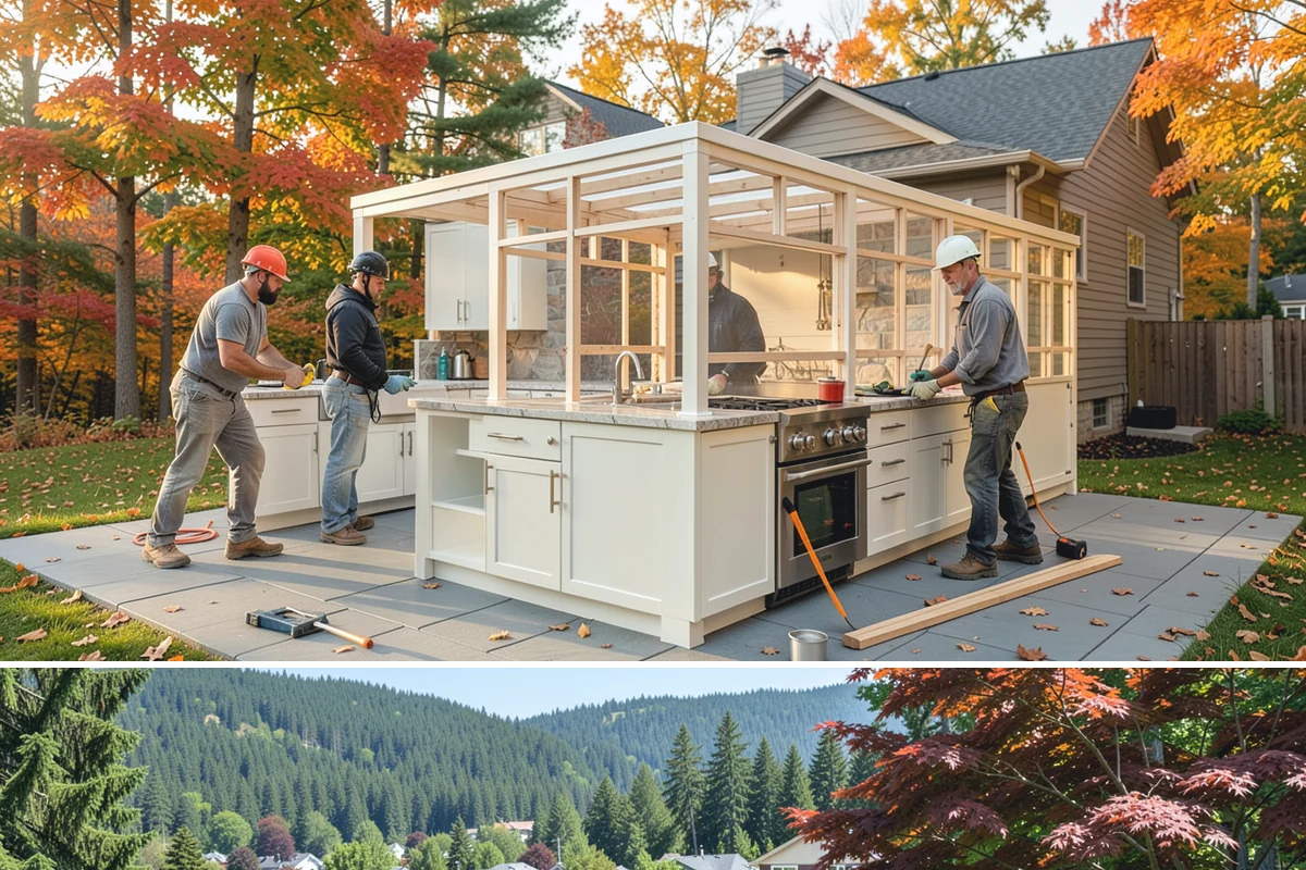 Floating Deck Construction in Index, Snohomish County, WA - Firmer summer soil makes leveling the base easier, so late spring through early fall is the preferred build window.