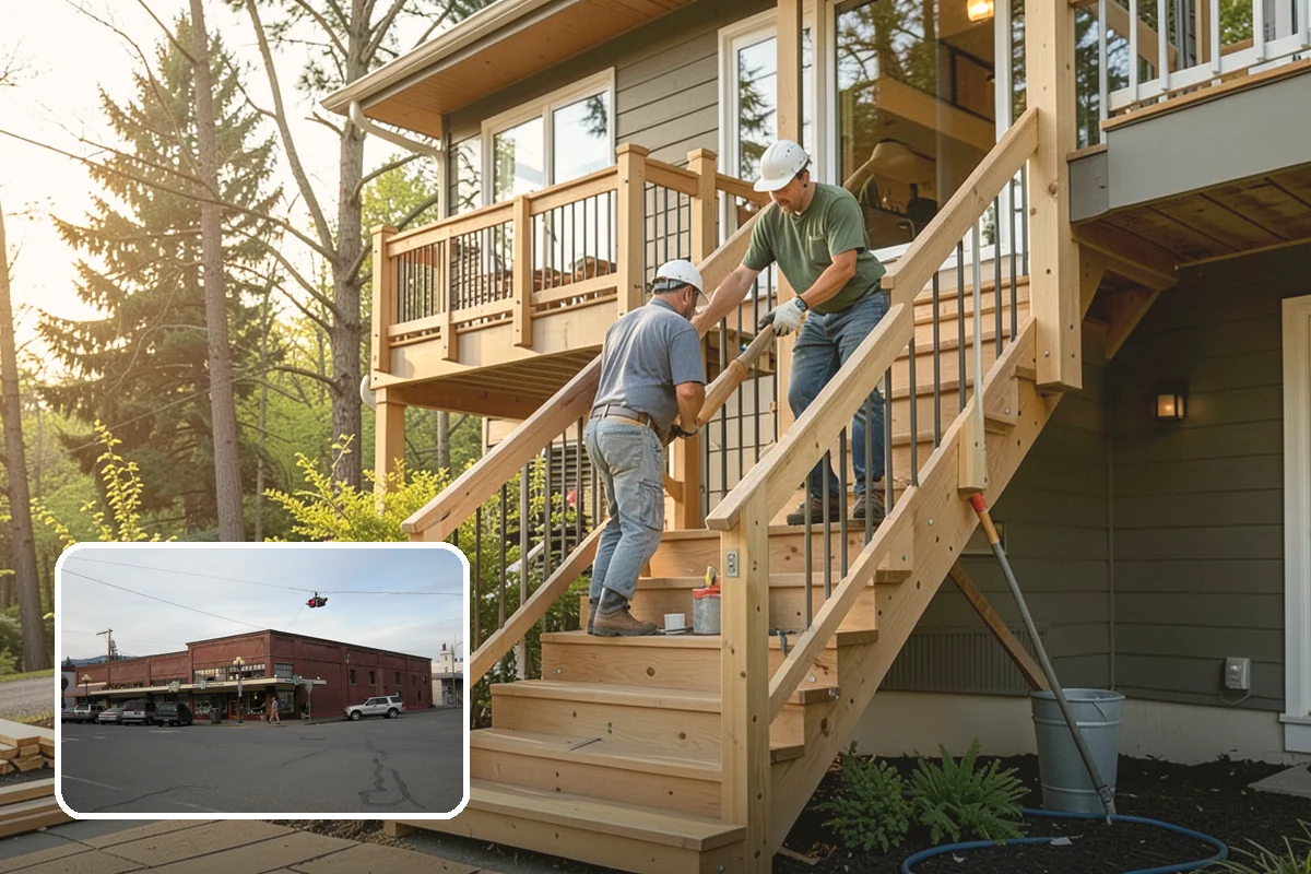 Floating Deck Construction in Sedro-Woolley, Skagit County, WA - No ledger attachment means no house flashing risk
