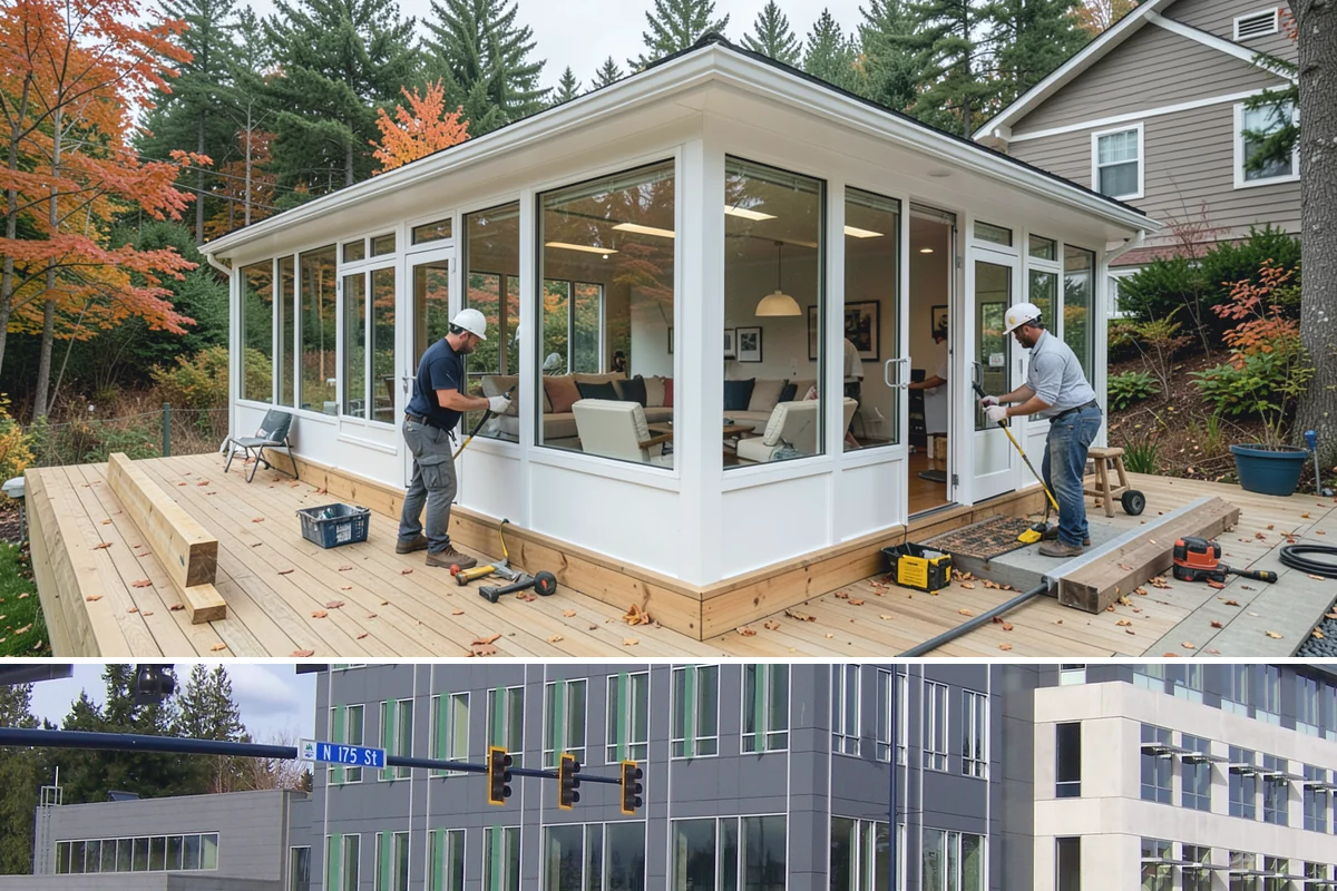 Floating Deck Construction in Shoreline, King County, WA - Firmer summer soil makes leveling the base easier, so late spring through early fall is the preferred build window.