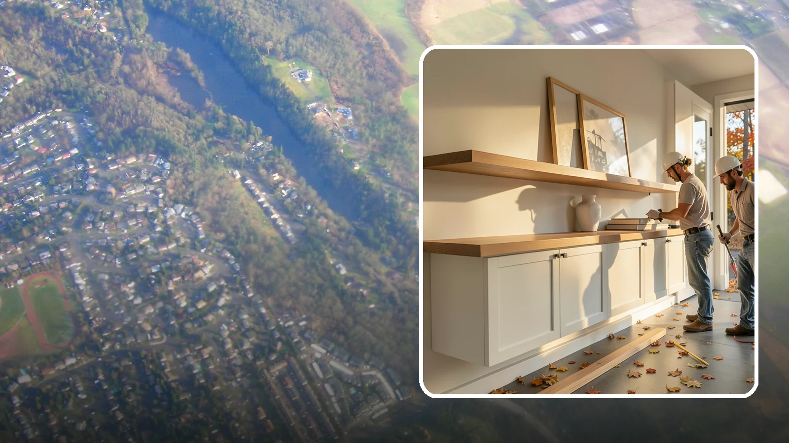 Floating Shelf Installation in Algona, King County, WA - Sleek floating shelves with hidden brackets for clean, modern display and storage.