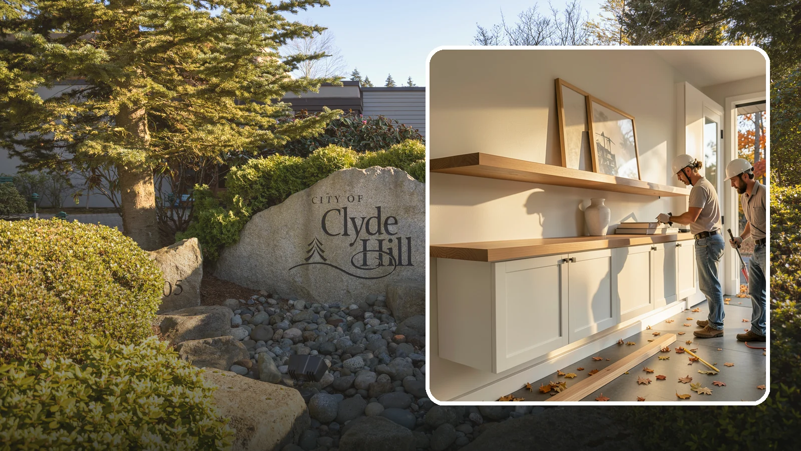 Floating Shelf Installation in Clyde Hill, King County, WA - Sleek floating shelves with hidden brackets for clean, modern display and storage.
