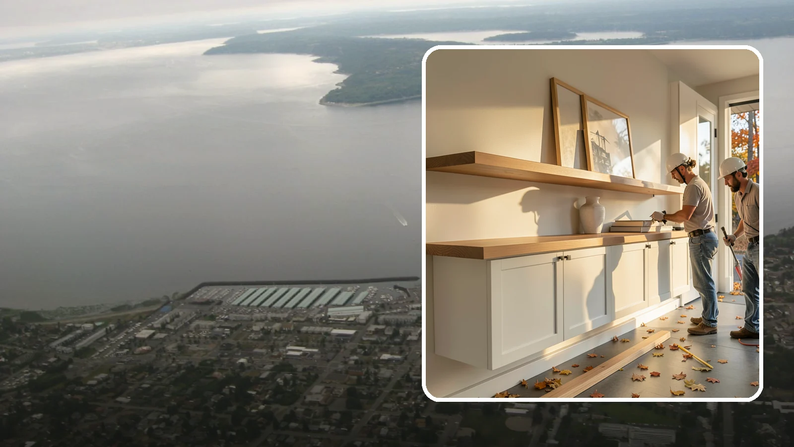Floating Shelf Installation in Des Moines, King County, WA - Sleek floating shelves with hidden brackets for clean, modern display and storage.
