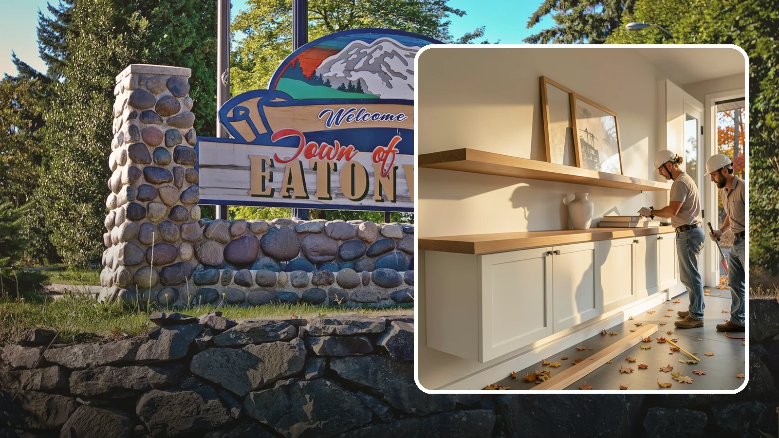 Floating Shelf Installation in Eatonville, Pierce County, WA - Sleek floating shelves with hidden brackets for clean, modern display and storage.