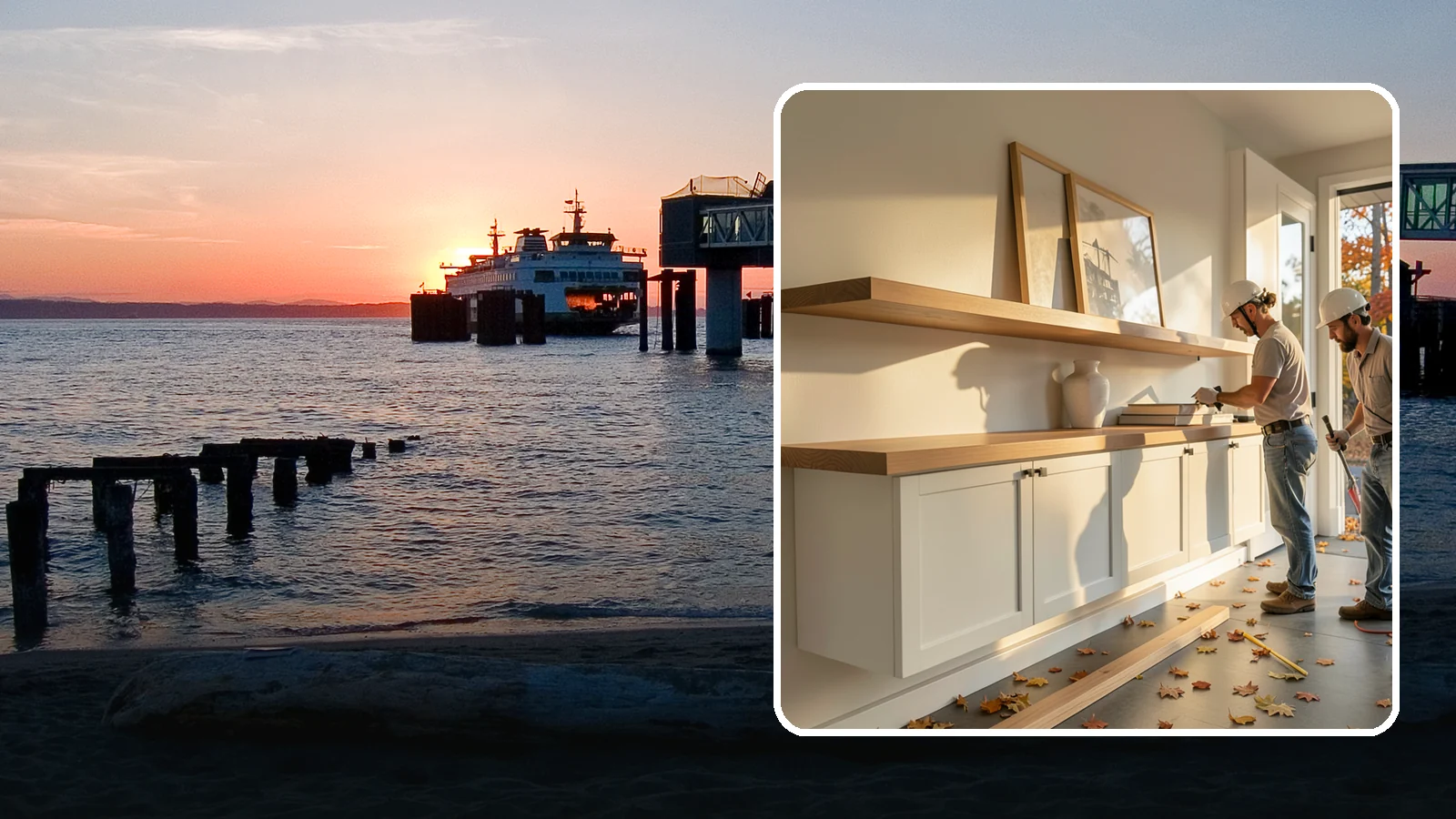 Floating Shelf Installation in Edmonds, Snohomish County, WA - Sleek floating shelves with hidden brackets for clean, modern display and storage.