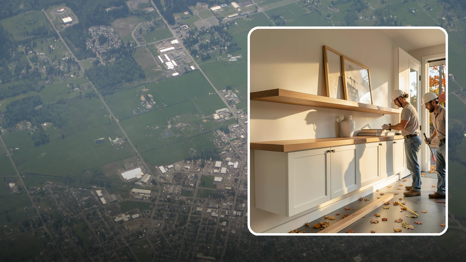Floating Shelf Installation in Enumclaw, King County, WA - Sleek floating shelves with hidden brackets for clean, modern display and storage.